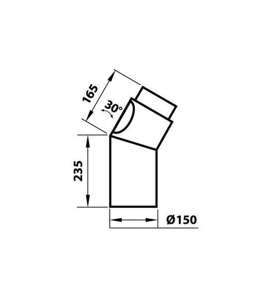 Aduro Rauchrohrbogen 30° 150mm mit Reinigungsklappe